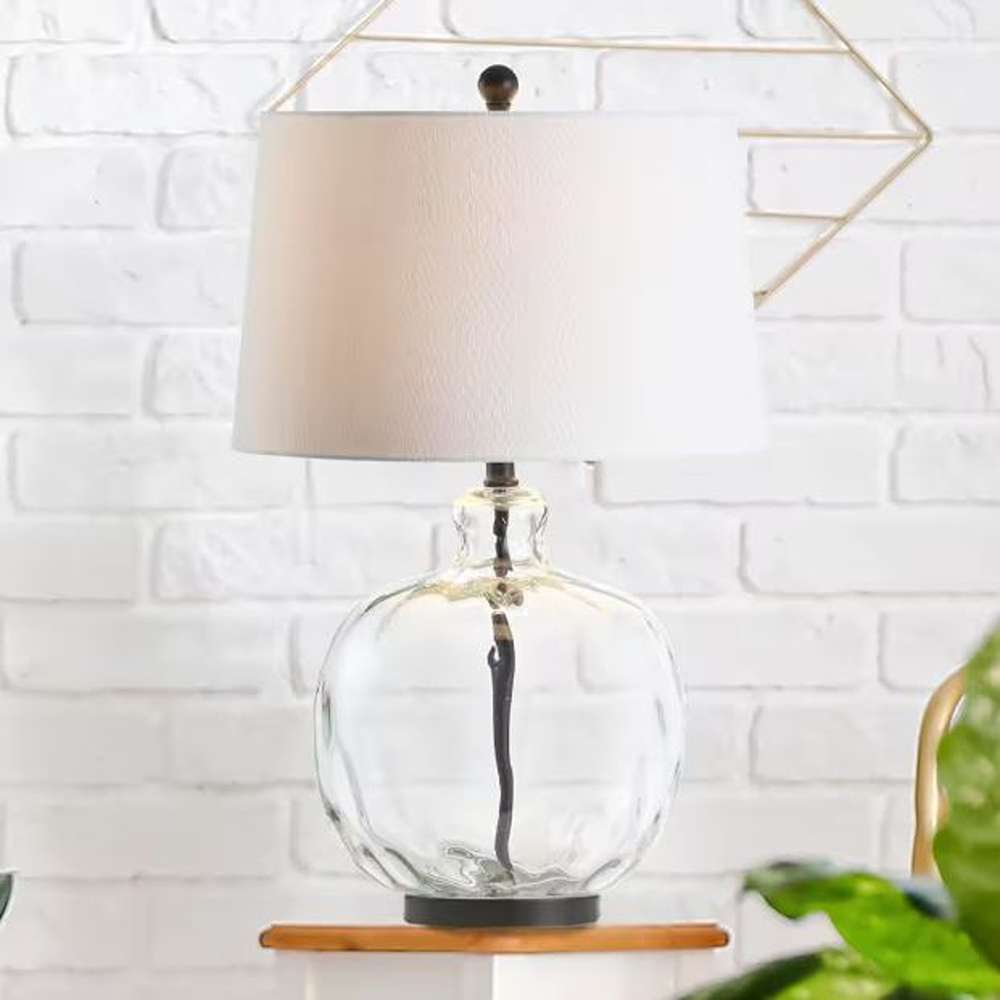 Rae 26.5 in. Clear/Black Glass/Metal LED Table Lamp
